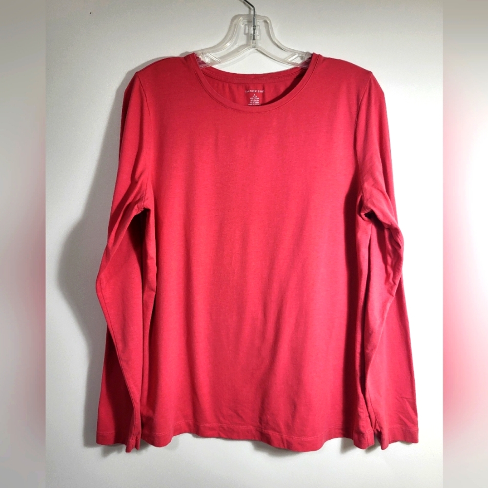 Lands' End pink long sleeve soft top women's L #2529